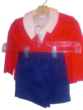 VTG Good Lad 3 pc Toddler Boy Shorts Outfit SZ 2T White Navy, Blue, Red USA MADE